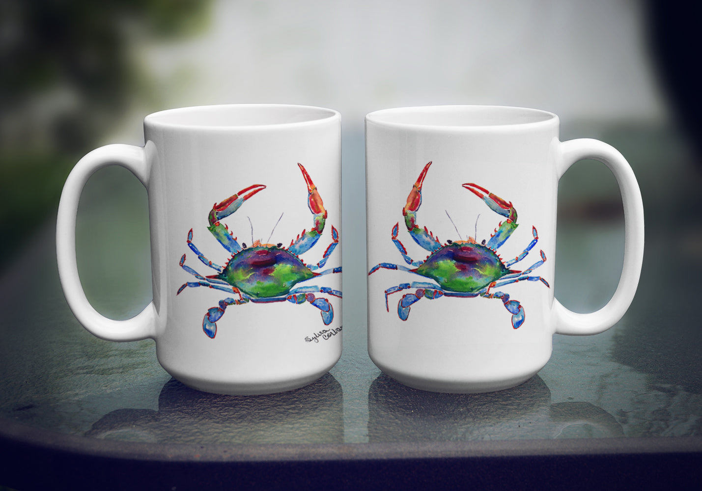 Bright Blue Crab Coffee Mug 15 oz