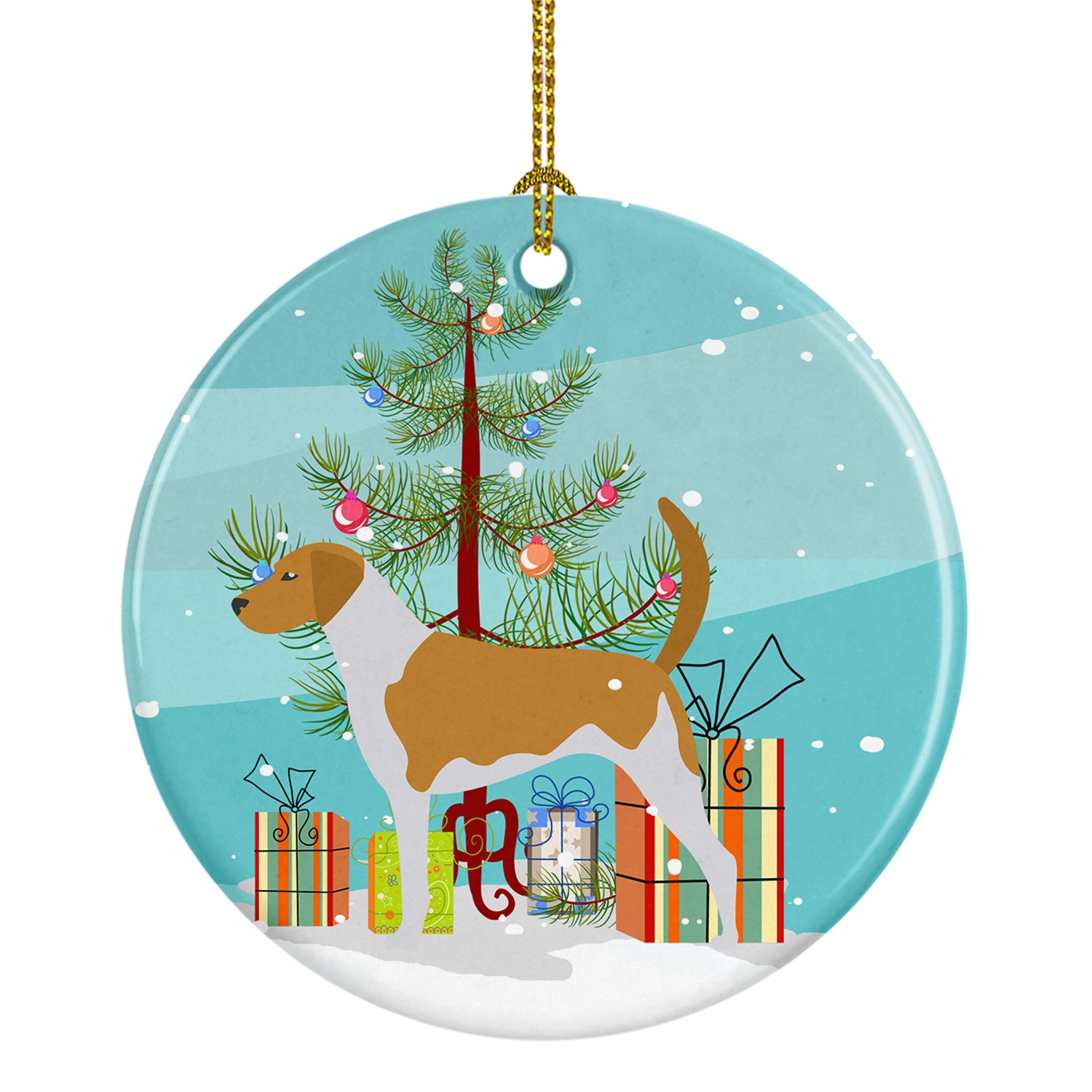 American Foxhound Merry Christmas Tree Ceramic Ornament BB2916CO1