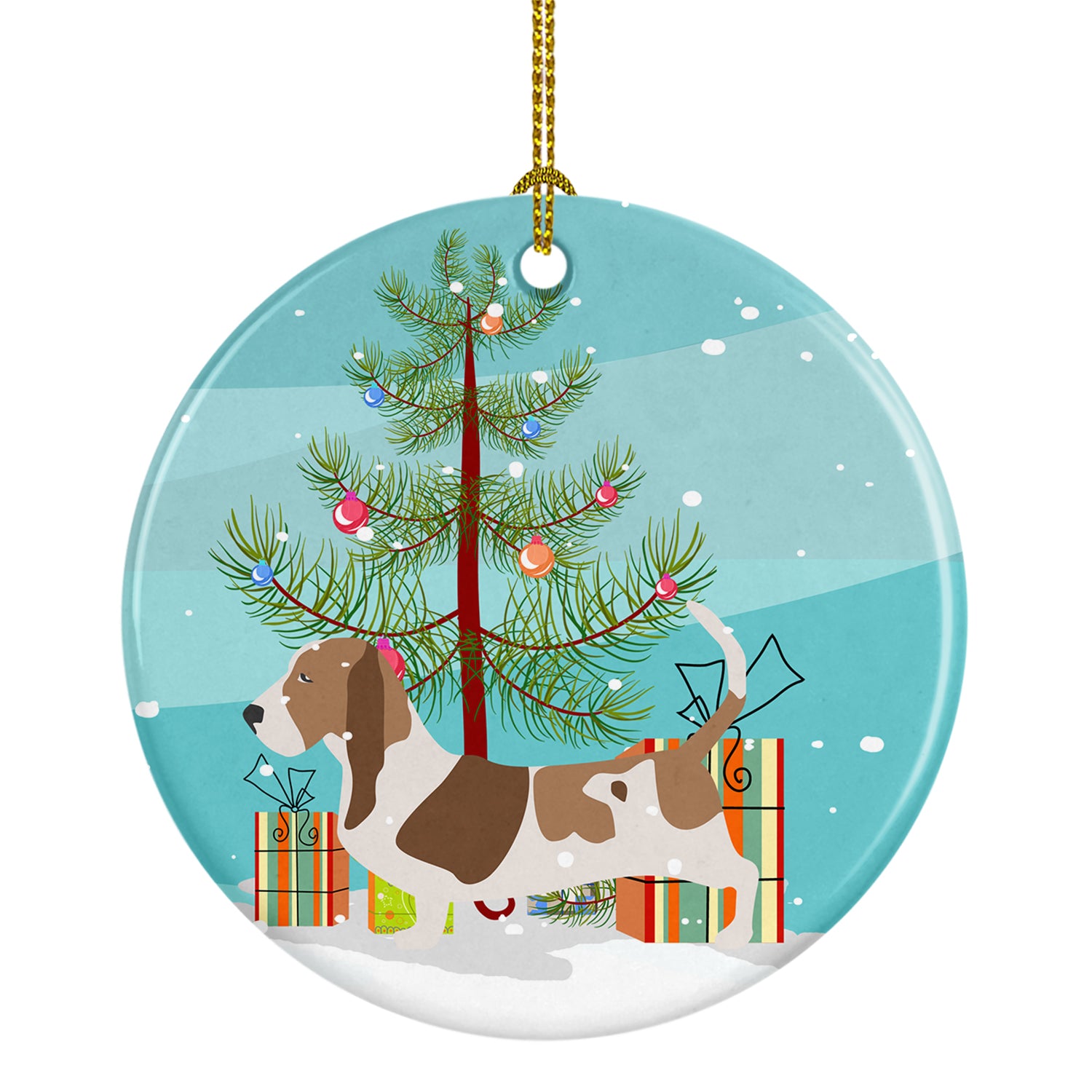 Basset Hound Merry Christmas Tree Ceramic Ornament BB2920CO1