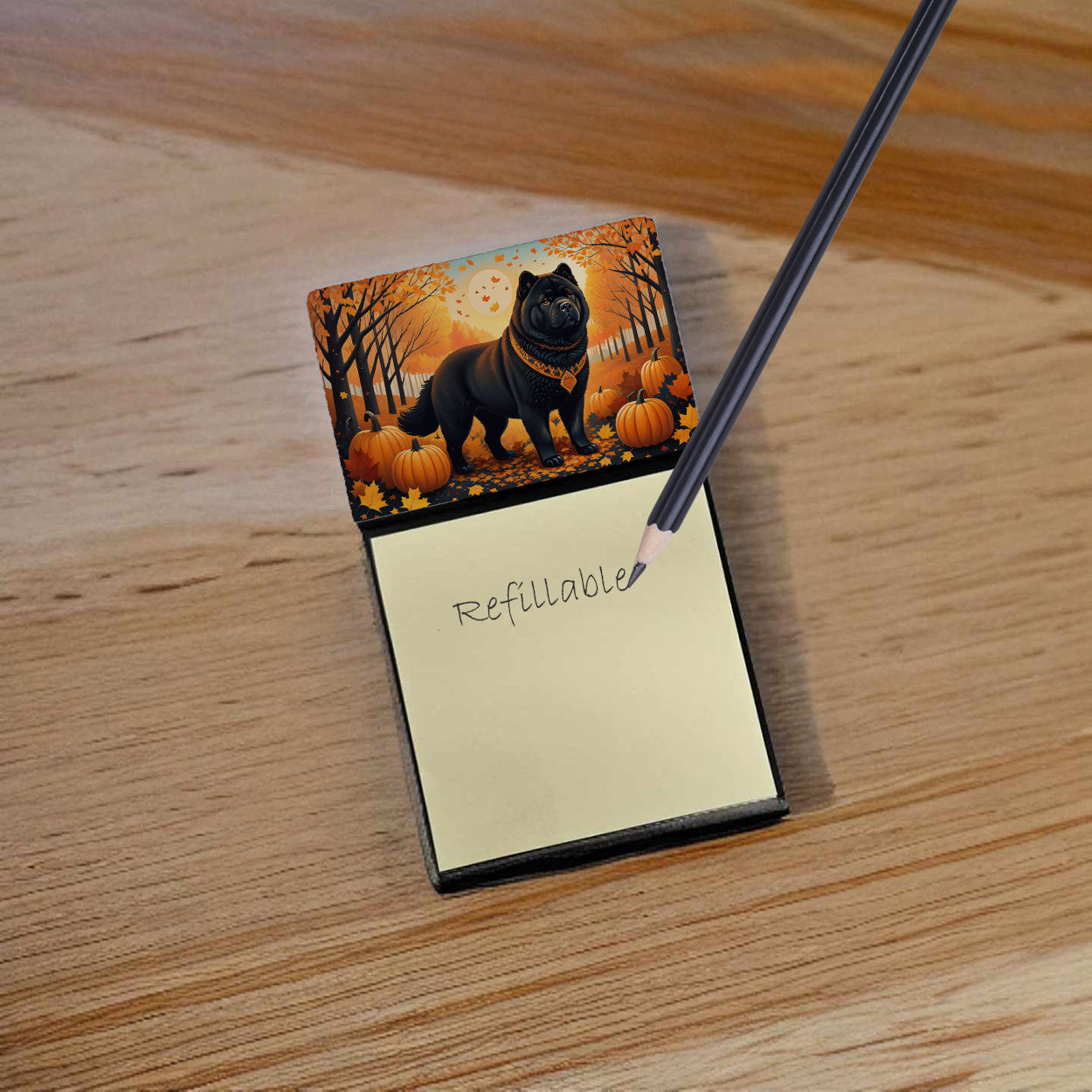 Black Chow Chow Fall Sticky Note Holder