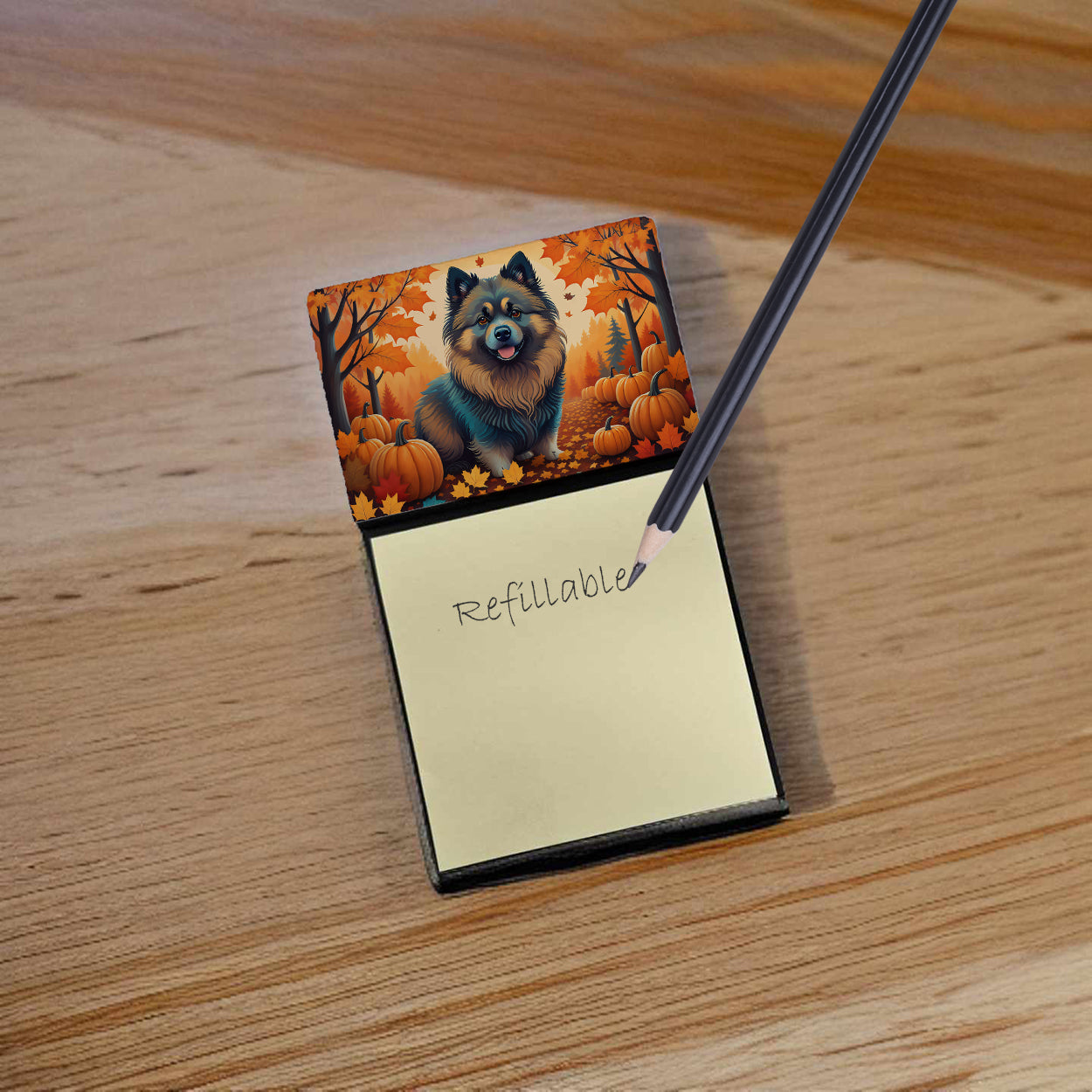 Keeshond Fall Sticky Note Holder