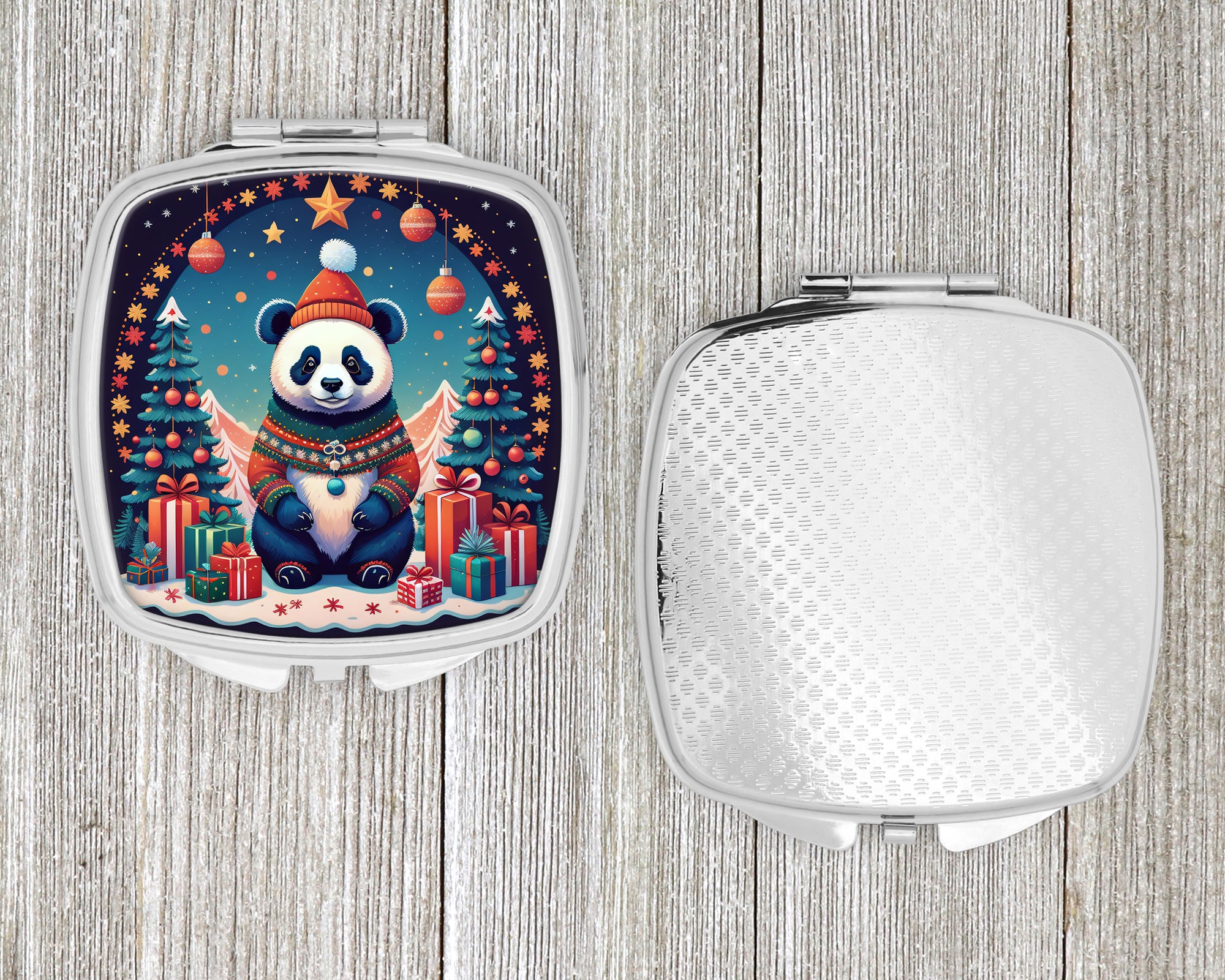 Panda Christmas Compact Mirror