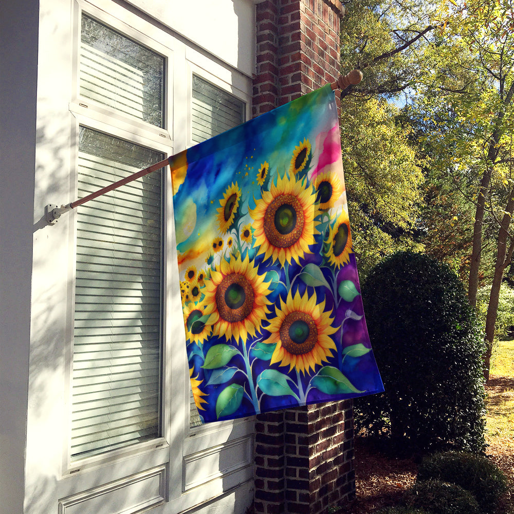 Sunflowers in Color House Flag