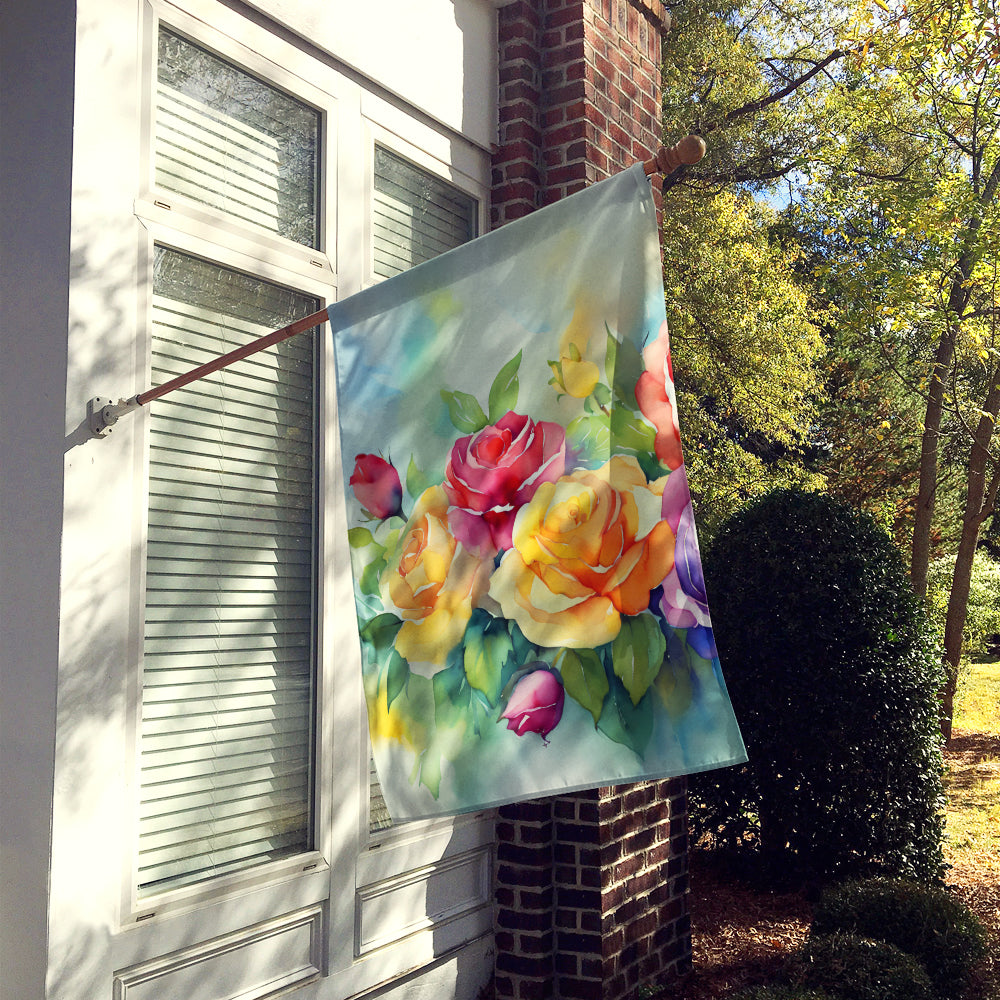 Buy this Roses in Watercolor House Flag