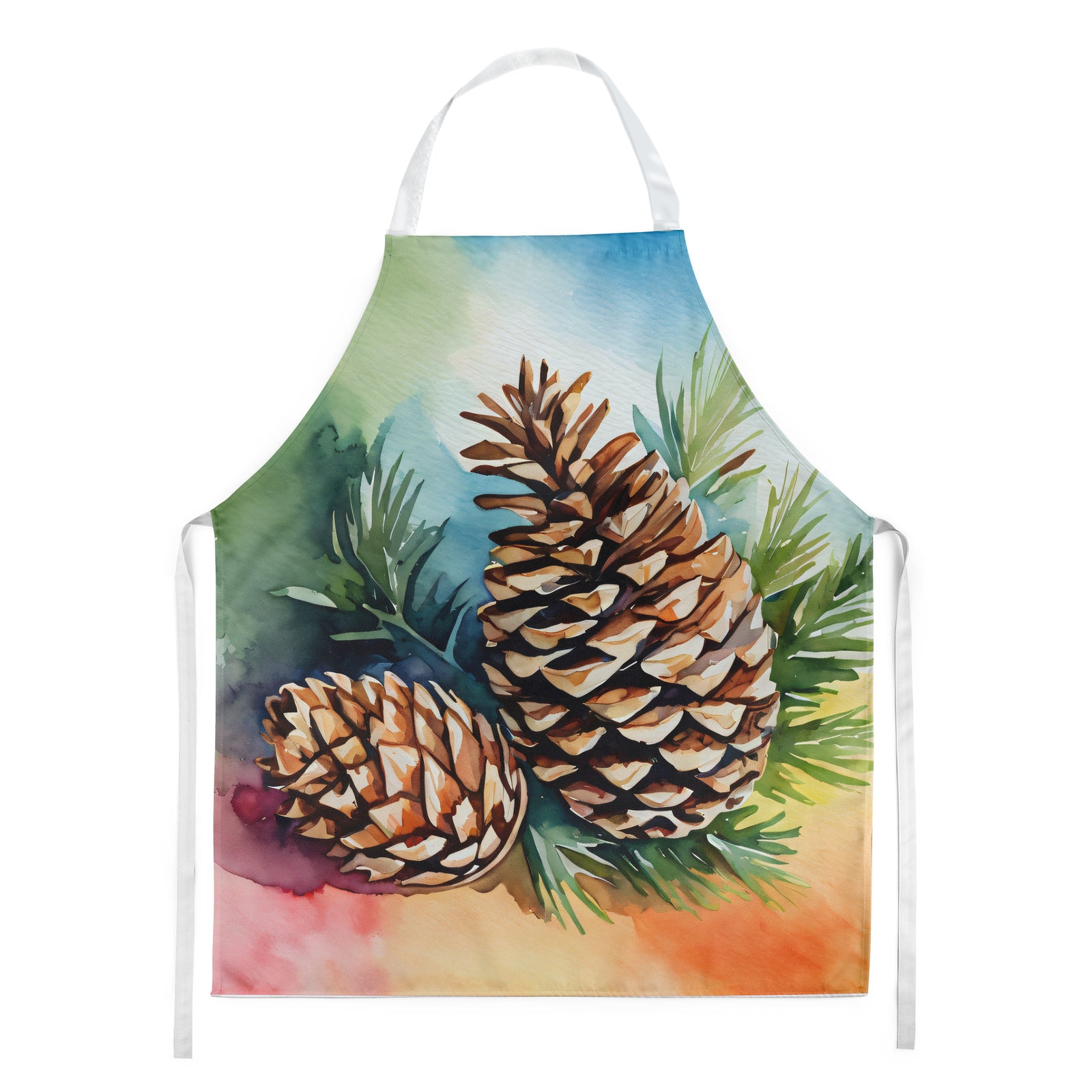 Buy this Maine White Pine Cone and Tassels in Watercolor Apron