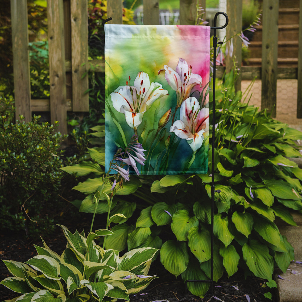 Utah Sego Lilies in Watercolor Garden Flag