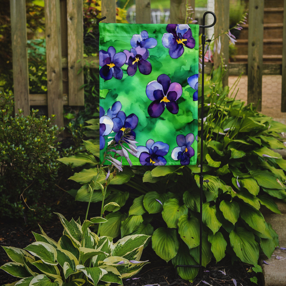 Wisconsin Wood Violets in Watercolor Garden Flag