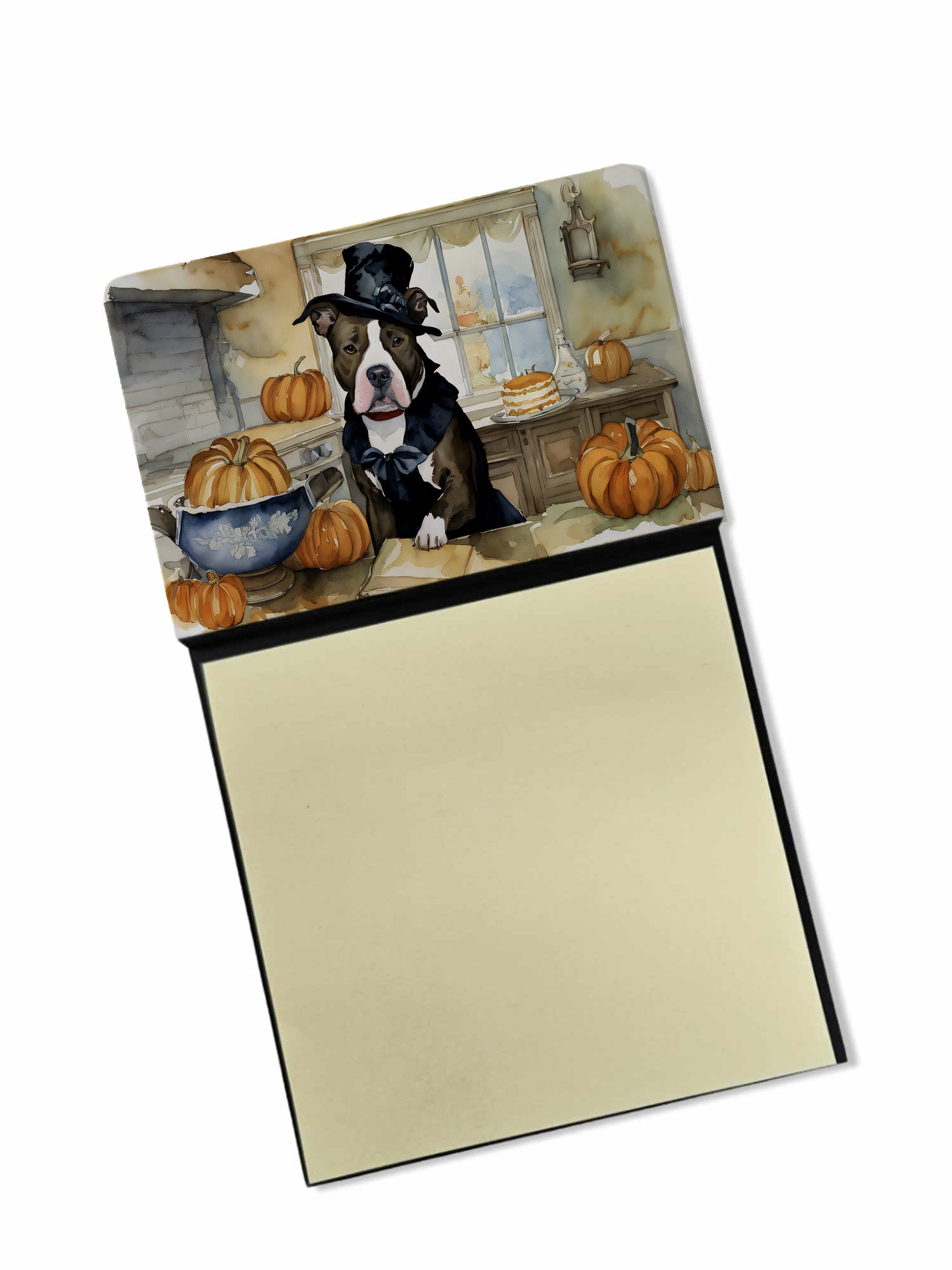 Buy this Pit Bull Terrier Fall Kitchen Pumpkins Sticky Note Holder