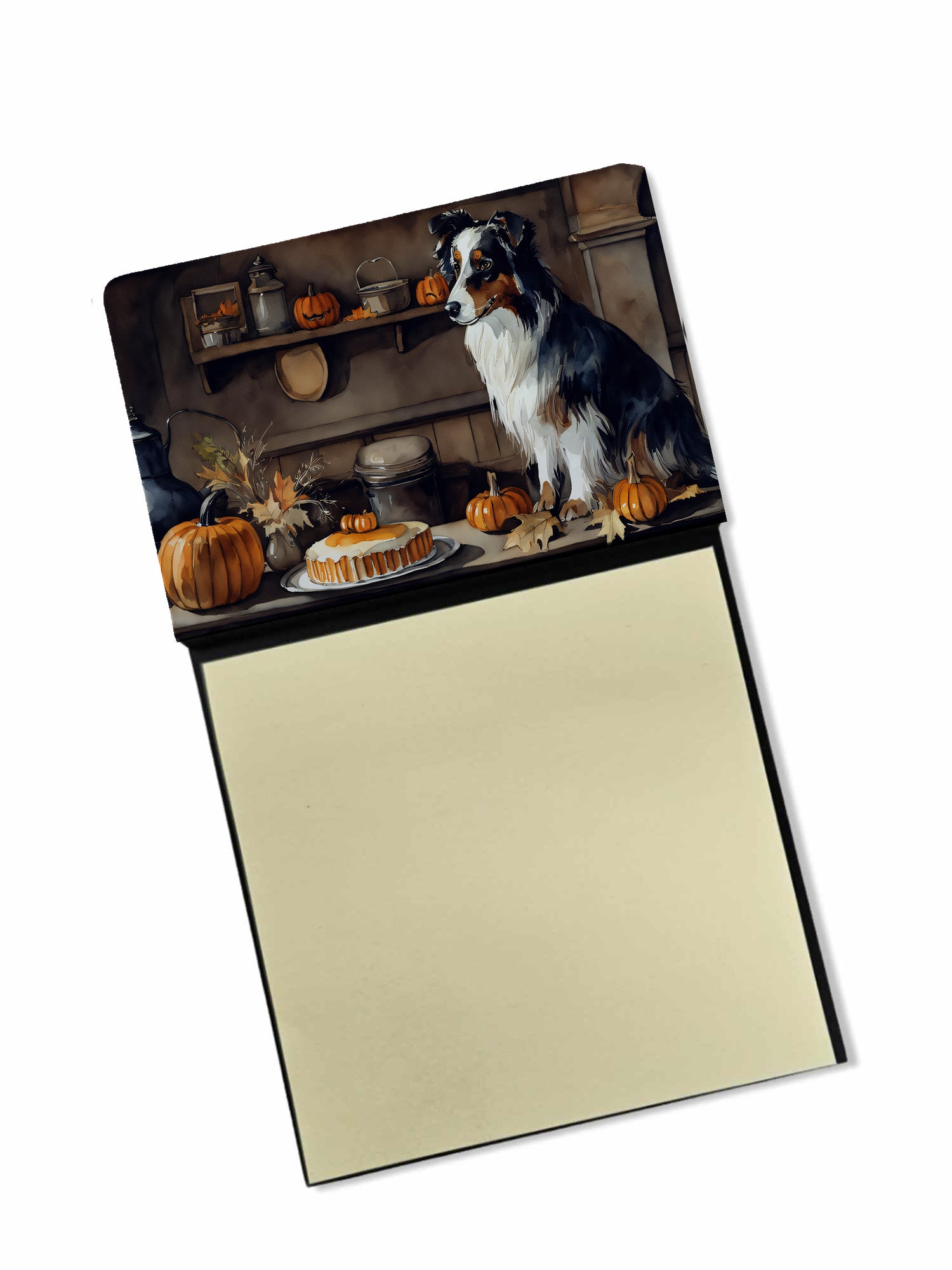 Buy this Australian Shepherd Fall Kitchen Pumpkins Sticky Note Holder