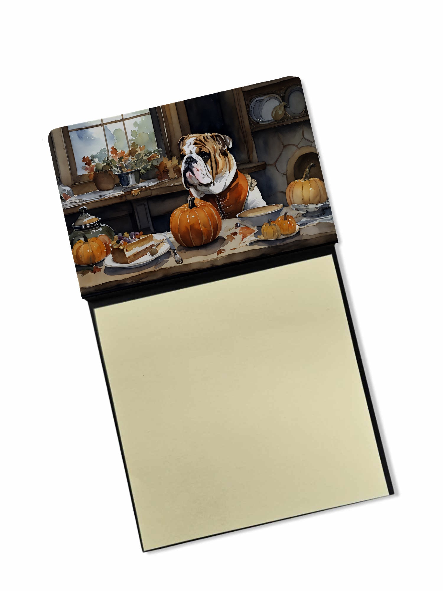 Buy this English Bulldog Fall Kitchen Pumpkins Sticky Note Holder