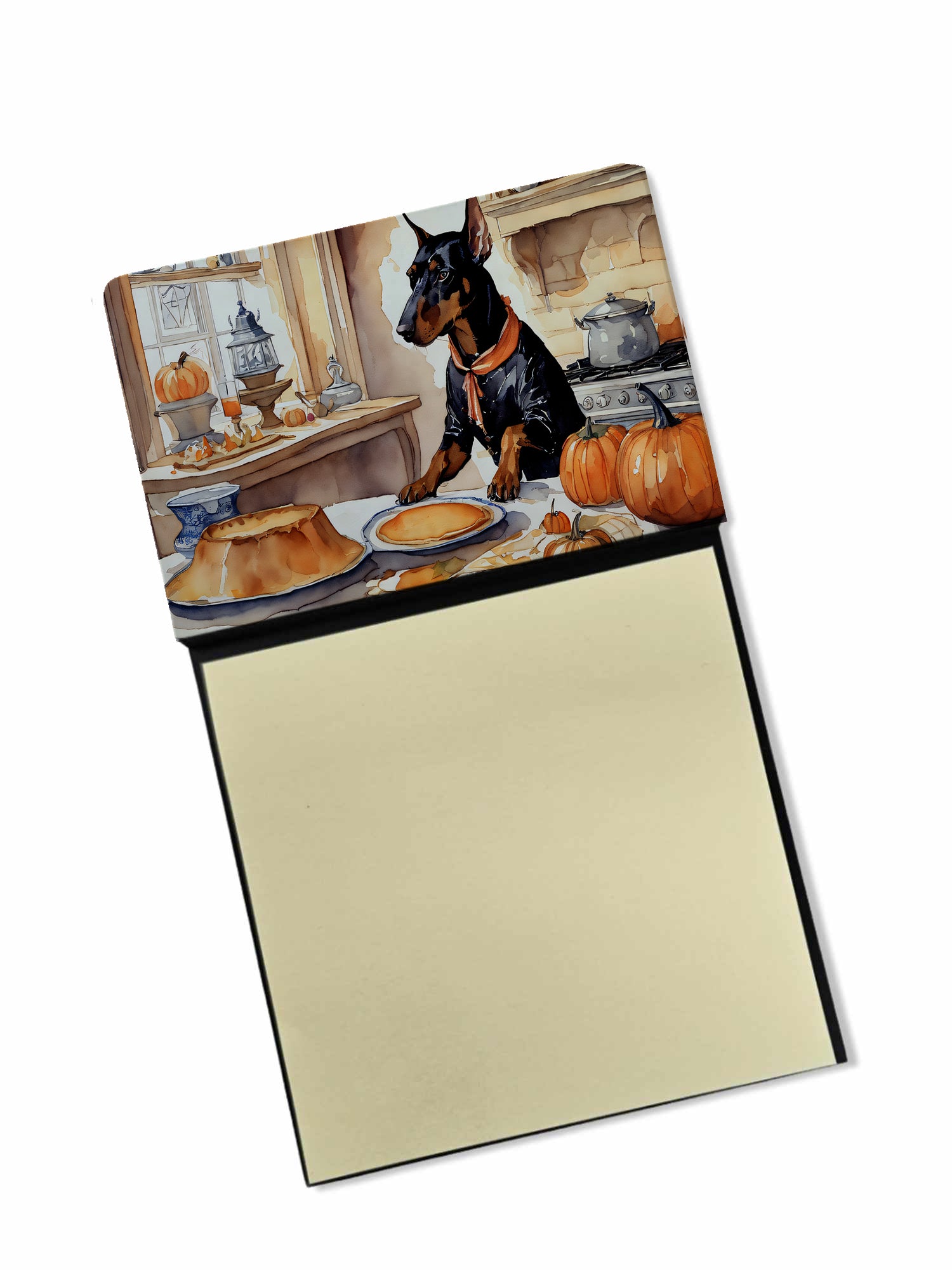 Buy this Doberman Pinscher Fall Kitchen Pumpkins Sticky Note Holder