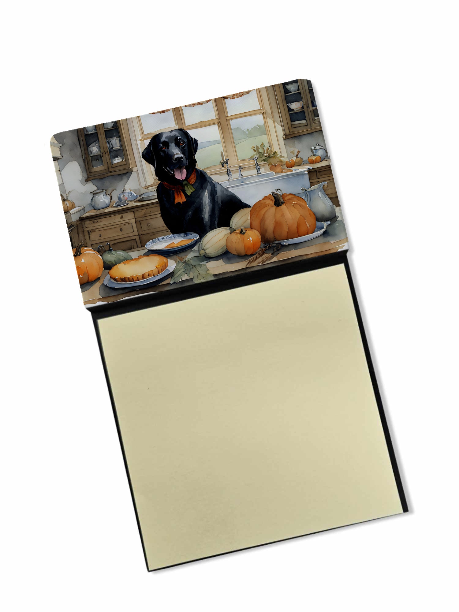 Buy this Black Lab Fall Kitchen Pumpkins Sticky Note Holder