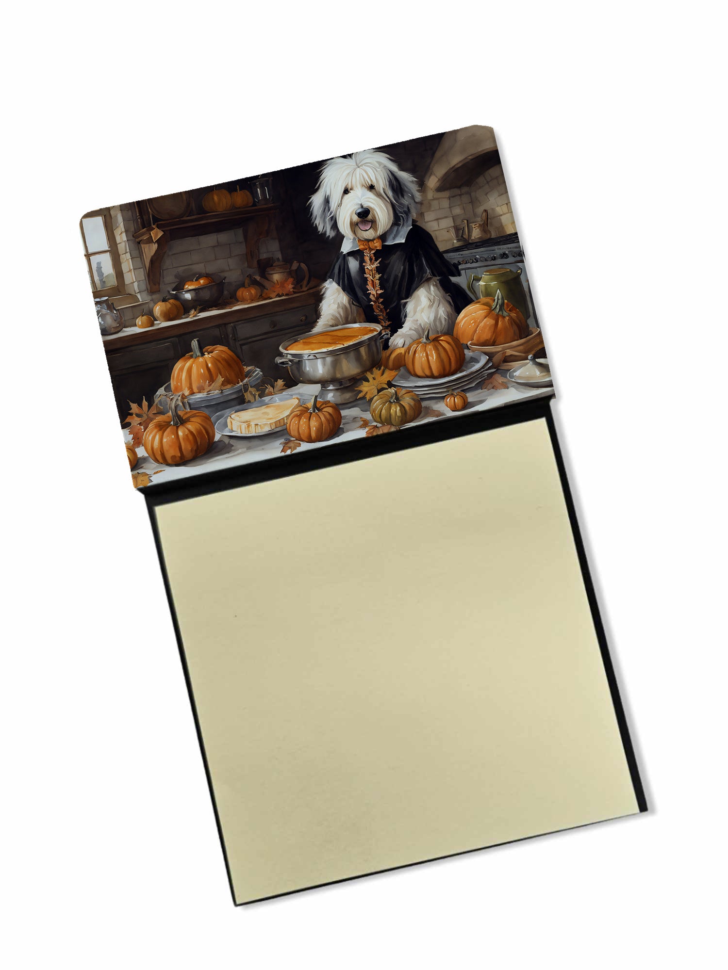 Buy this Old English Sheepdog Fall Kitchen Pumpkins Sticky Note Holder