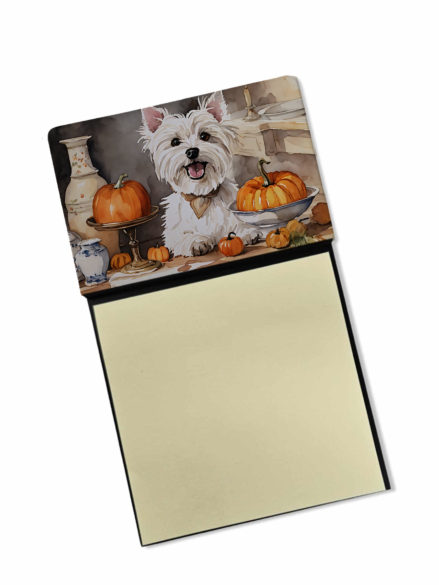 Buy this Westie Fall Kitchen Pumpkins Sticky Note Holder