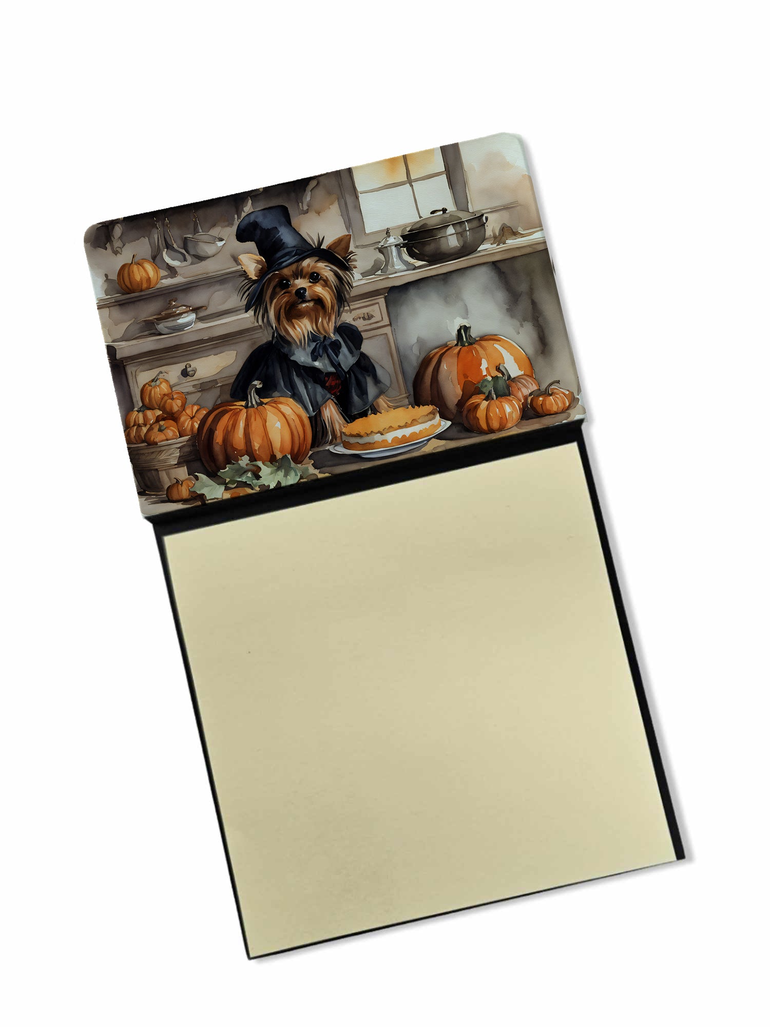 Buy this Yorkie Fall Kitchen Pumpkins Sticky Note Holder