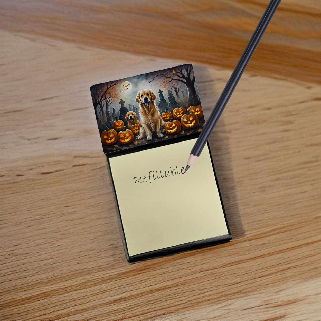 Golden Retriever Spooky Halloween Sticky Note Holder