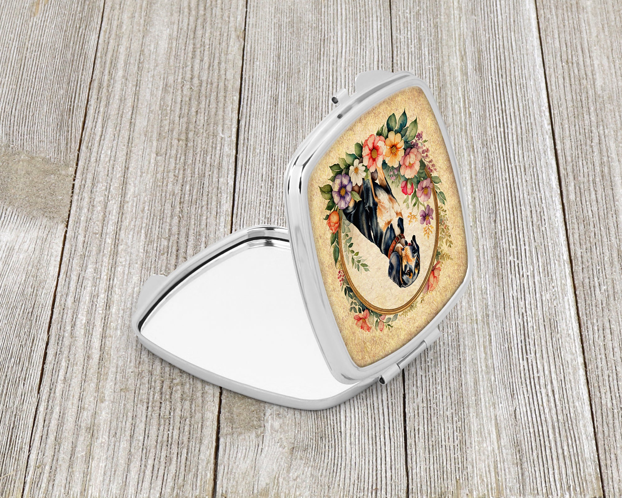 American English Coonhound and Flowers Compact Mirror