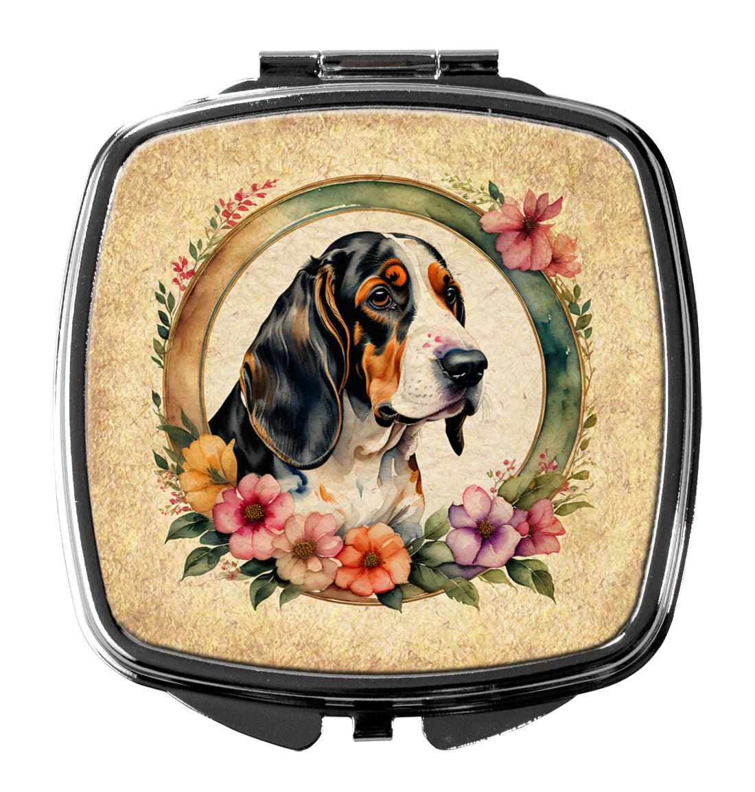 Buy this Basset Hound and Flowers Compact Mirror
