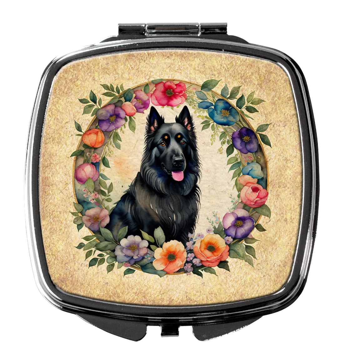Buy this Belgian Sheepdog and Flowers Compact Mirror