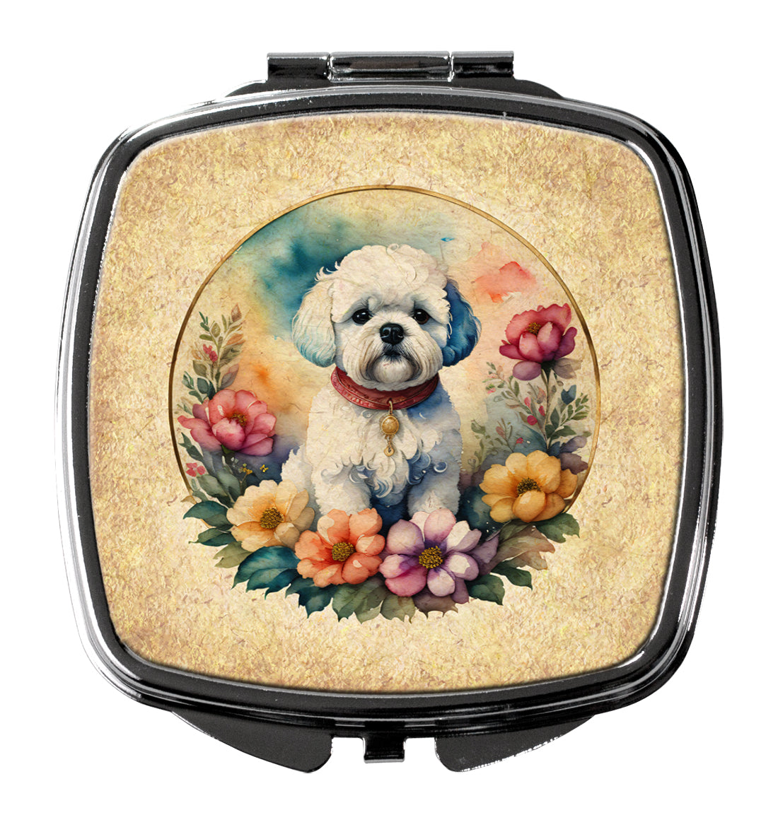 Buy this Bichon Frise and Flowers Compact Mirror