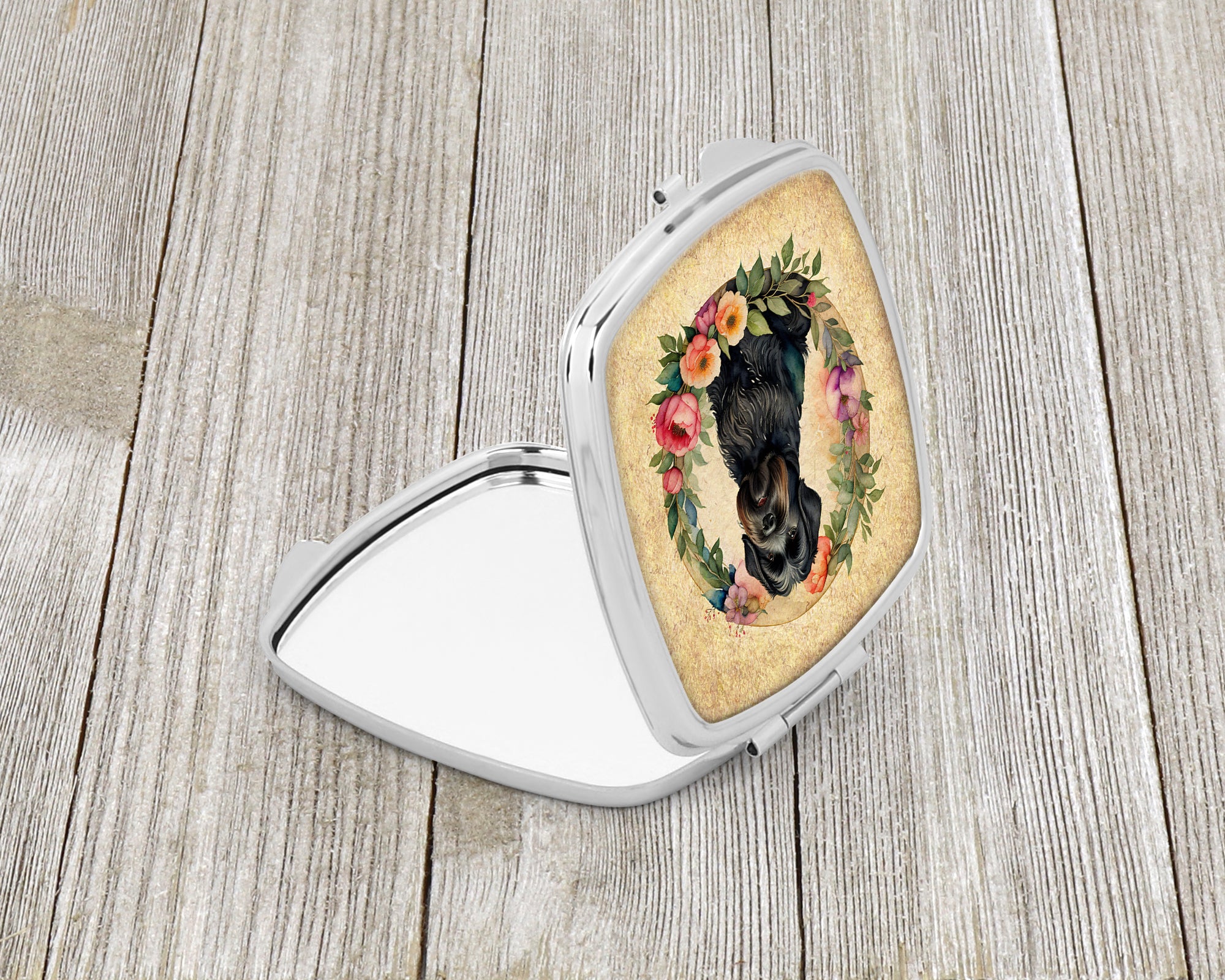 Buy this Black Russian Terrier and Flowers Compact Mirror