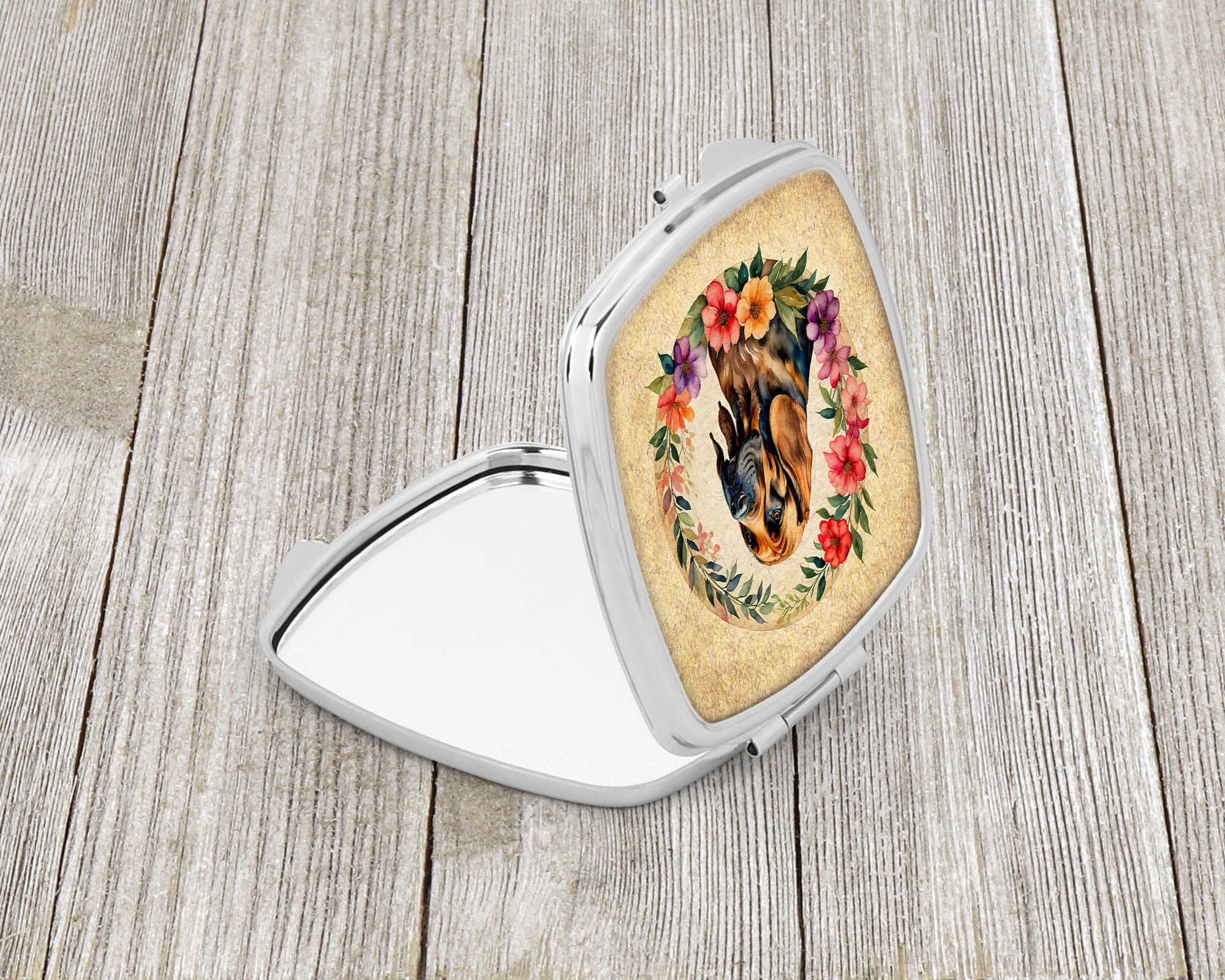 Bloodhound and Flowers Compact Mirror