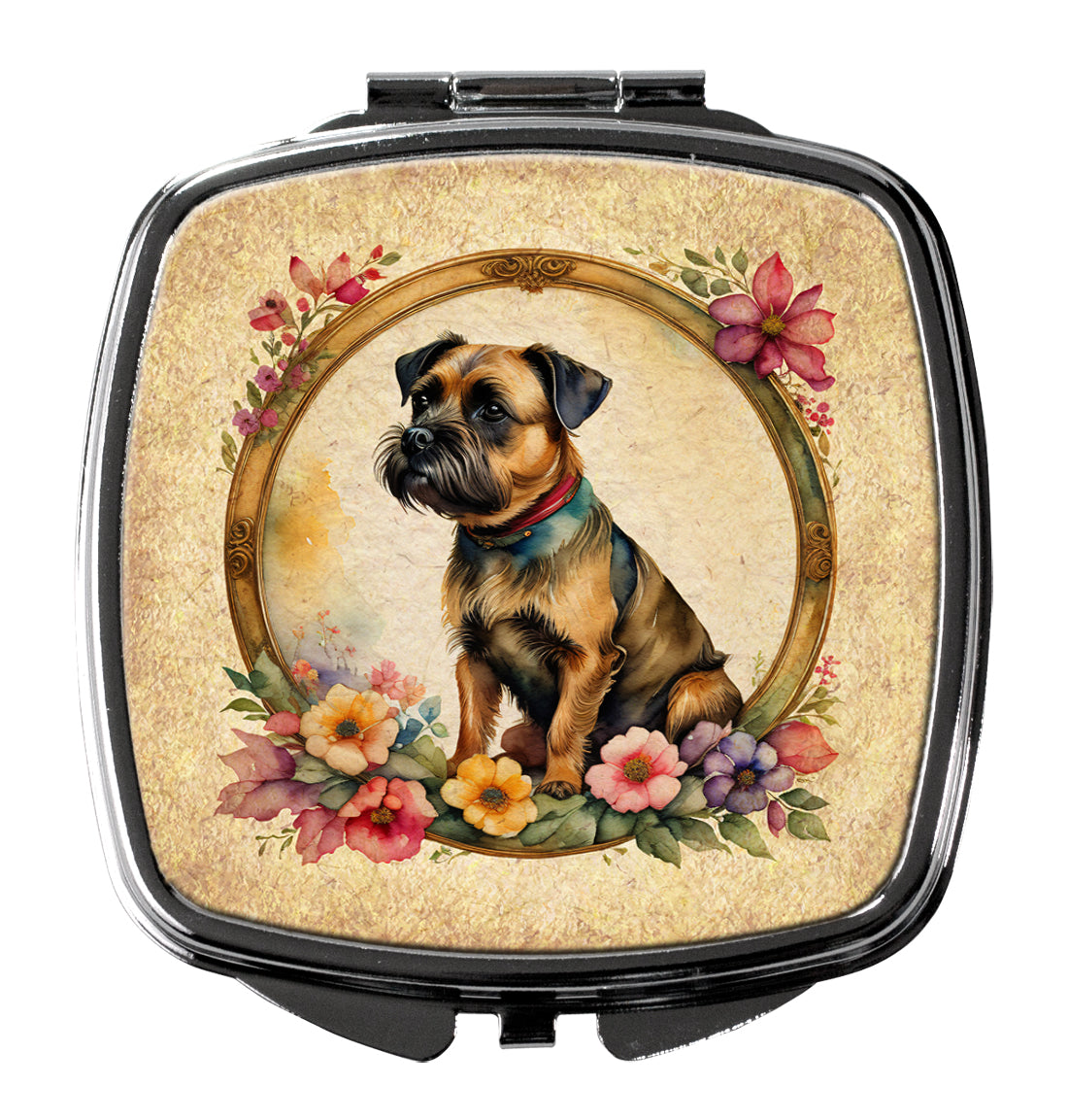 Buy this Border Terrier and Flowers Compact Mirror