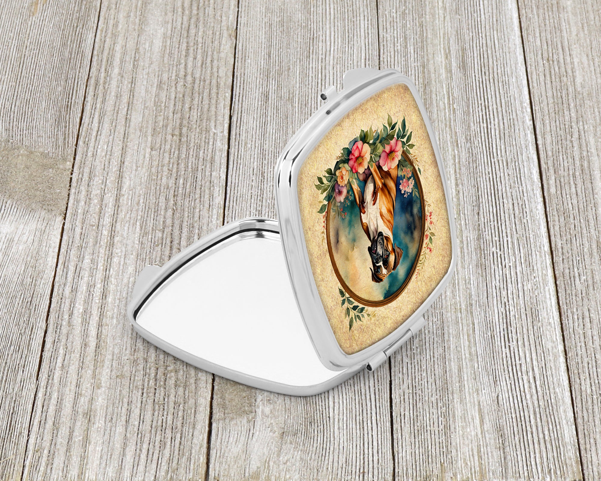 Buy this Boxer and Flowers Compact Mirror