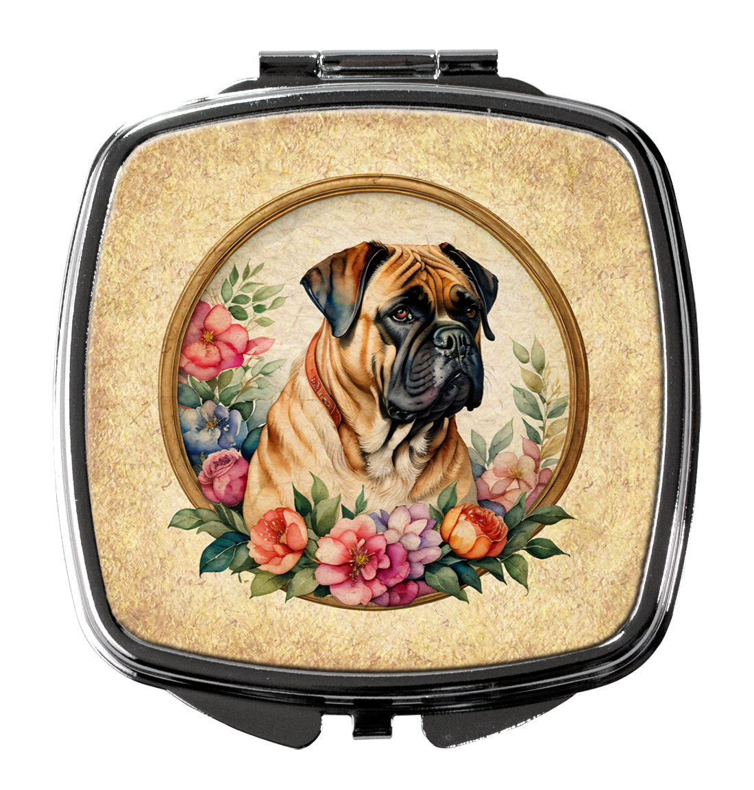 Buy this Bullmastiff and Flowers Compact Mirror
