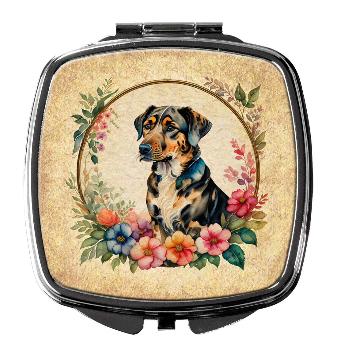 Buy this Catahoula Leopard Dog and Flowers Compact Mirror