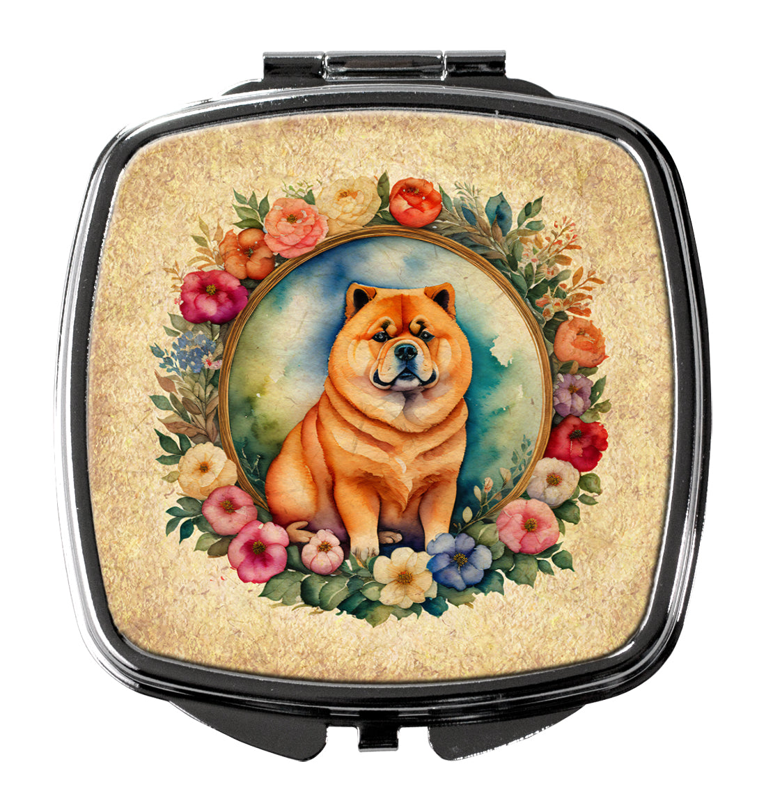 Buy this Chow Chow and Flowers Compact Mirror