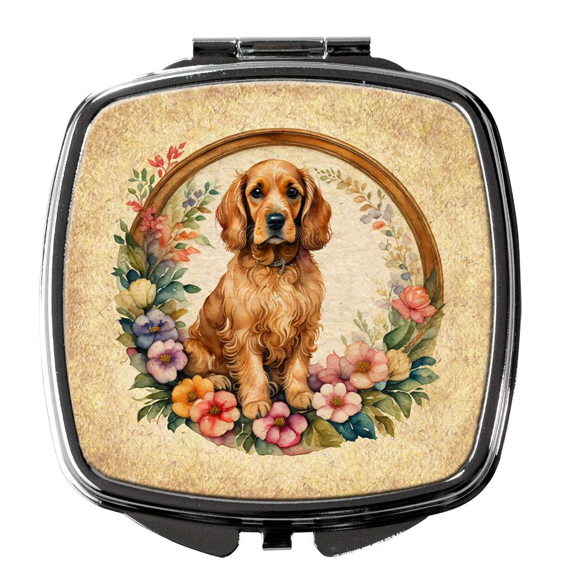 Buy this Cocker Spaniel and Flowers Compact Mirror