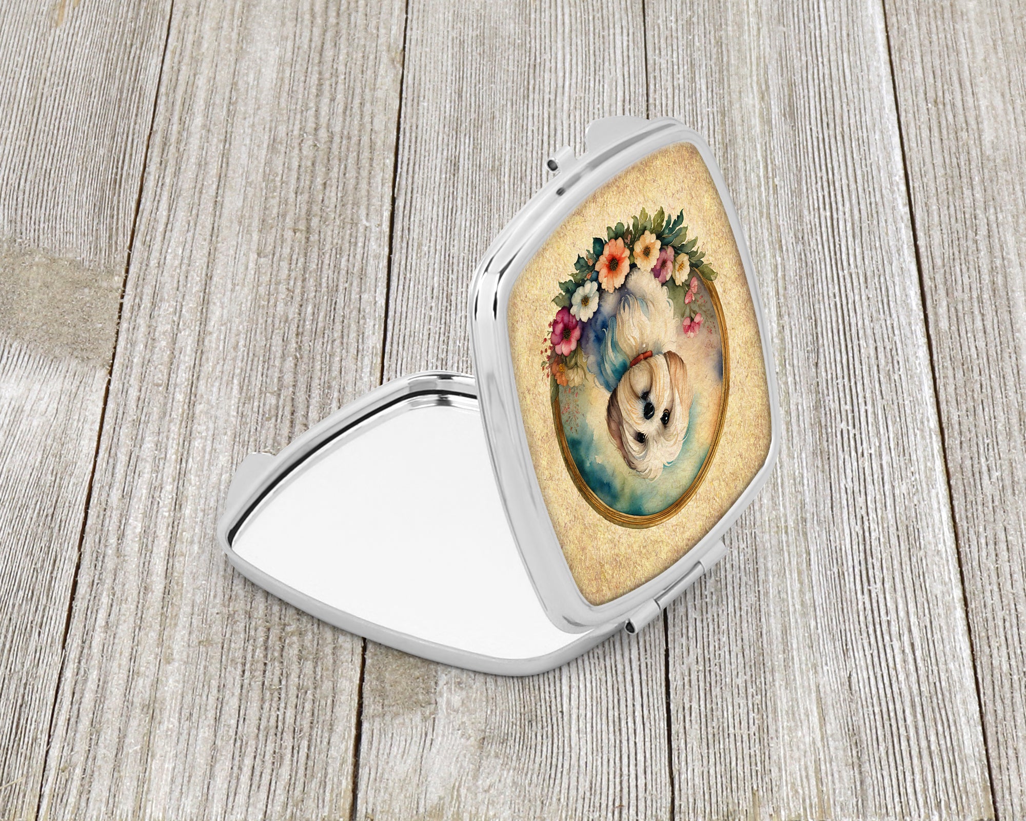Coton De Tulear and Flowers Compact Mirror