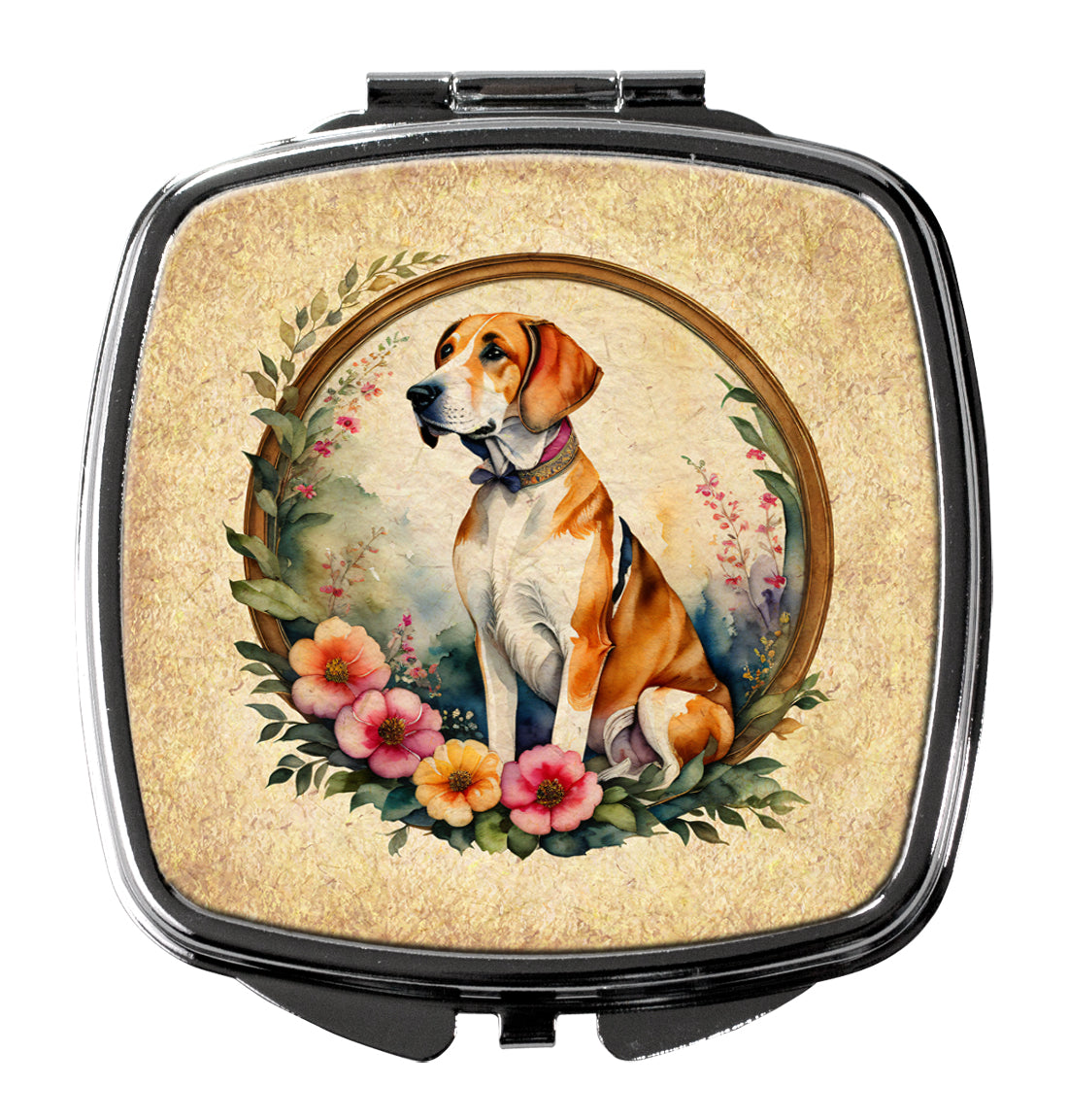 Buy this English Foxhound and Flowers Compact Mirror