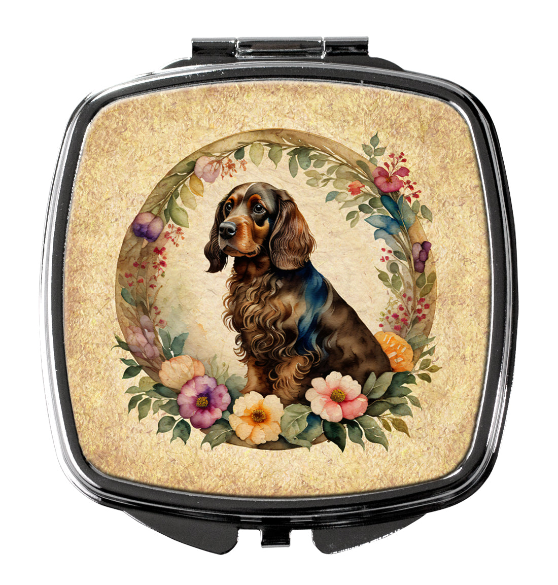 Buy this Field Spaniel and Flowers Compact Mirror