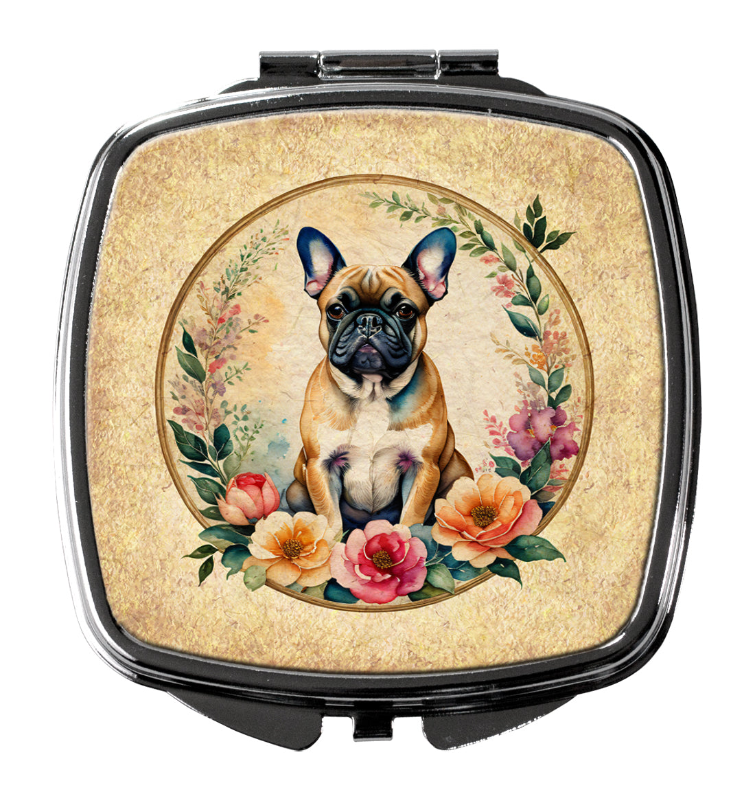 Buy this Fawn  French Bulldog and Flowers Compact Mirror
