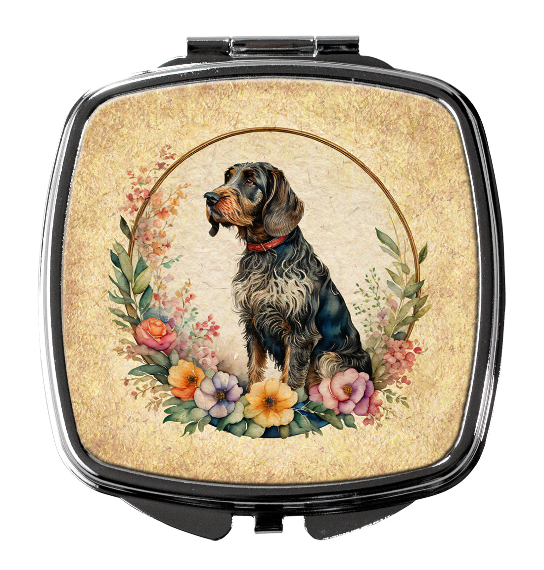 Buy this German Wirehaired Pointer and Flowers Compact Mirror