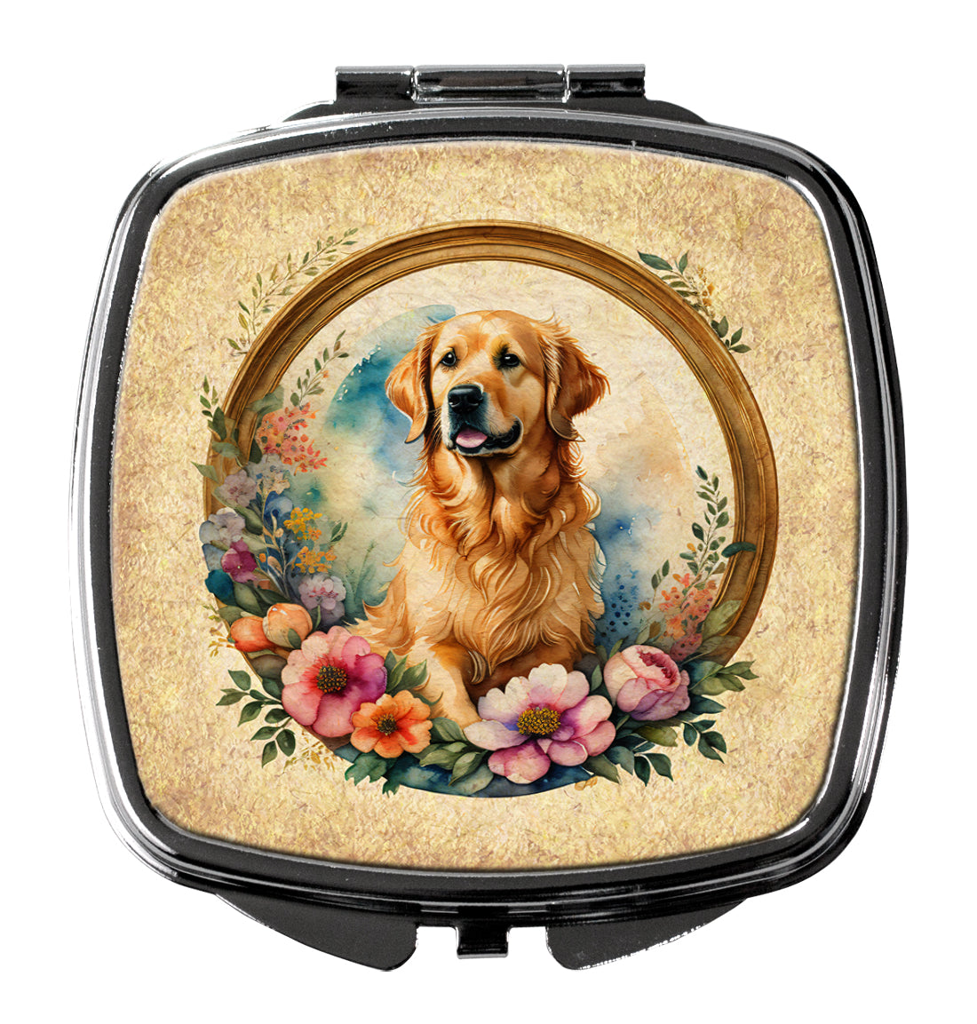 Buy this Golden Retriever and Flowers Compact Mirror