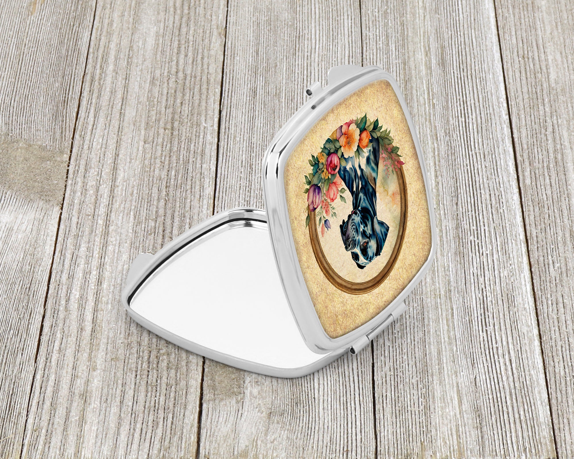 Great Dane and Flowers Compact Mirror