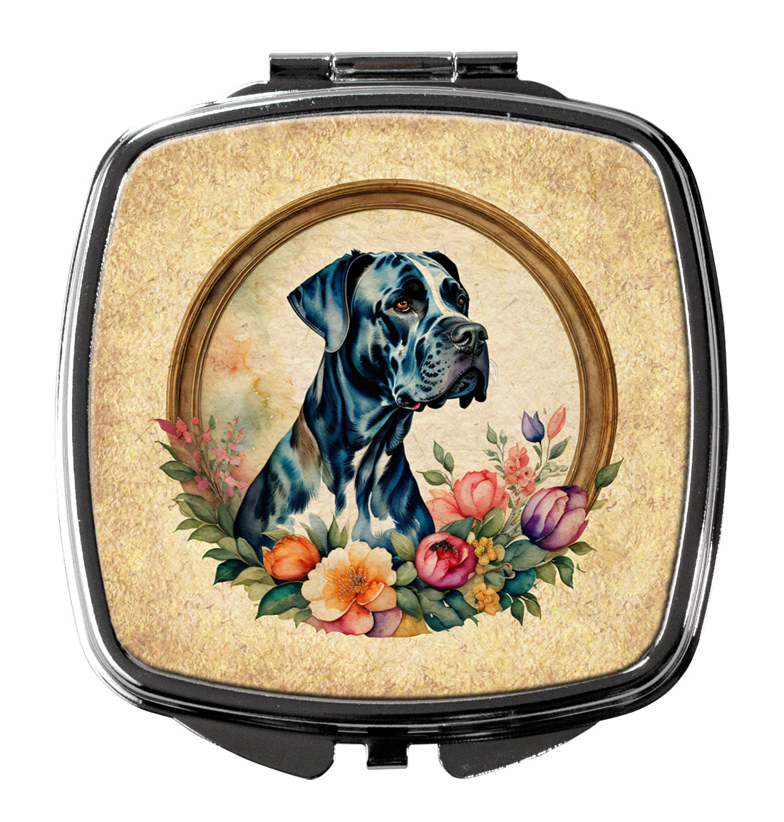 Buy this Great Dane and Flowers Compact Mirror