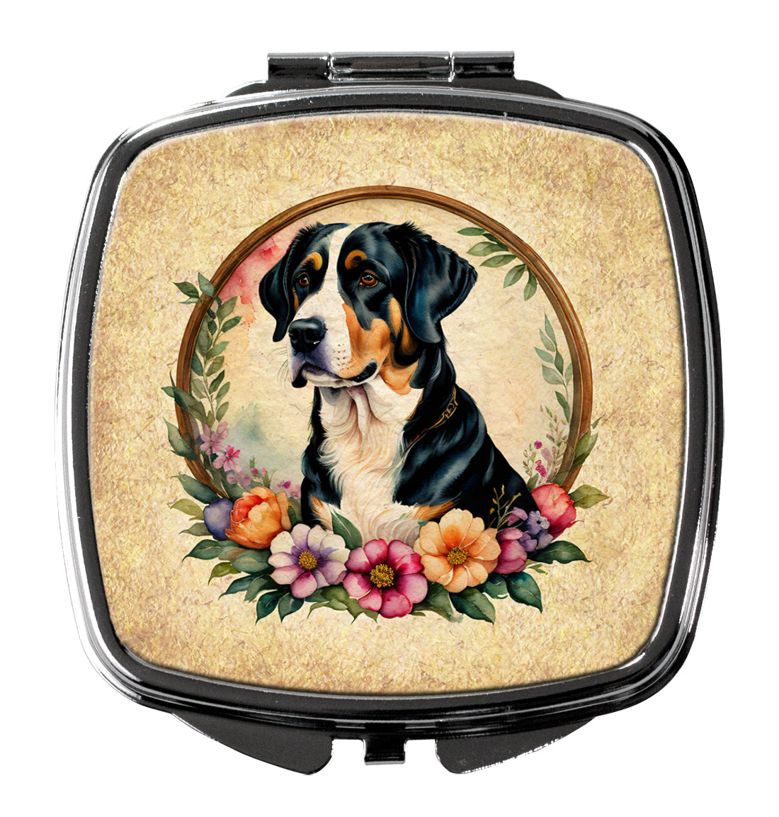 Buy this Greater Swiss Mountain Dog and Flowers Compact Mirror