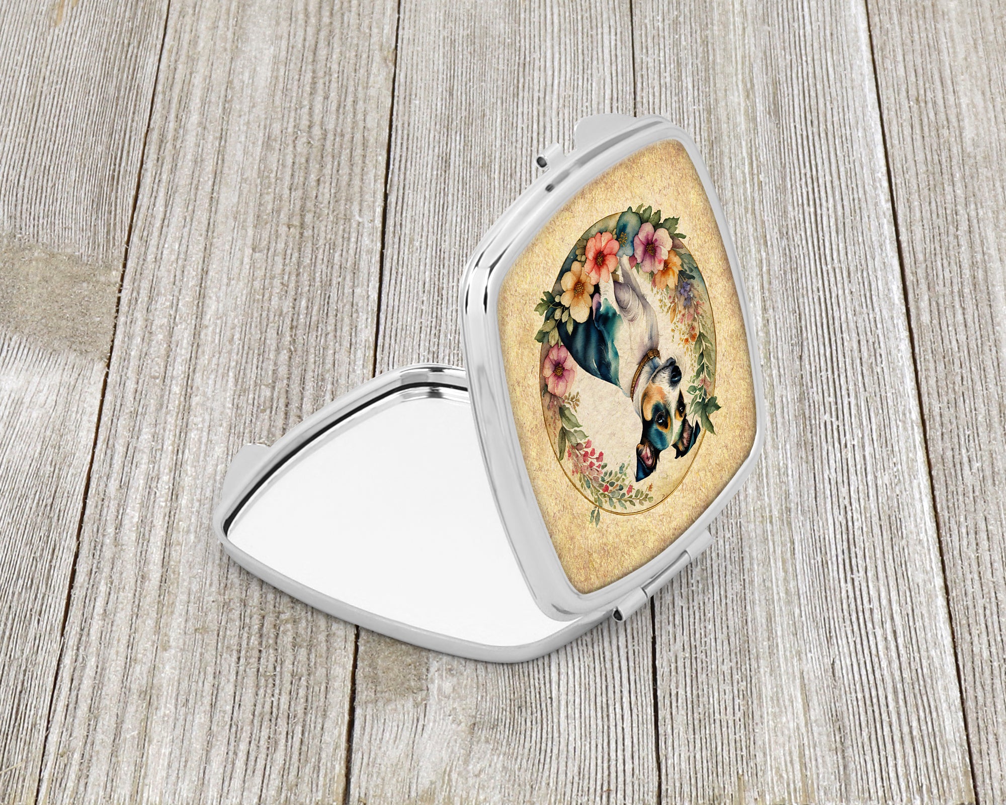 Jack Russell Terrier and Flowers Compact Mirror