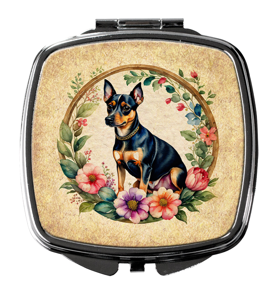 Buy this Miniature Pinscher and Flowers Compact Mirror
