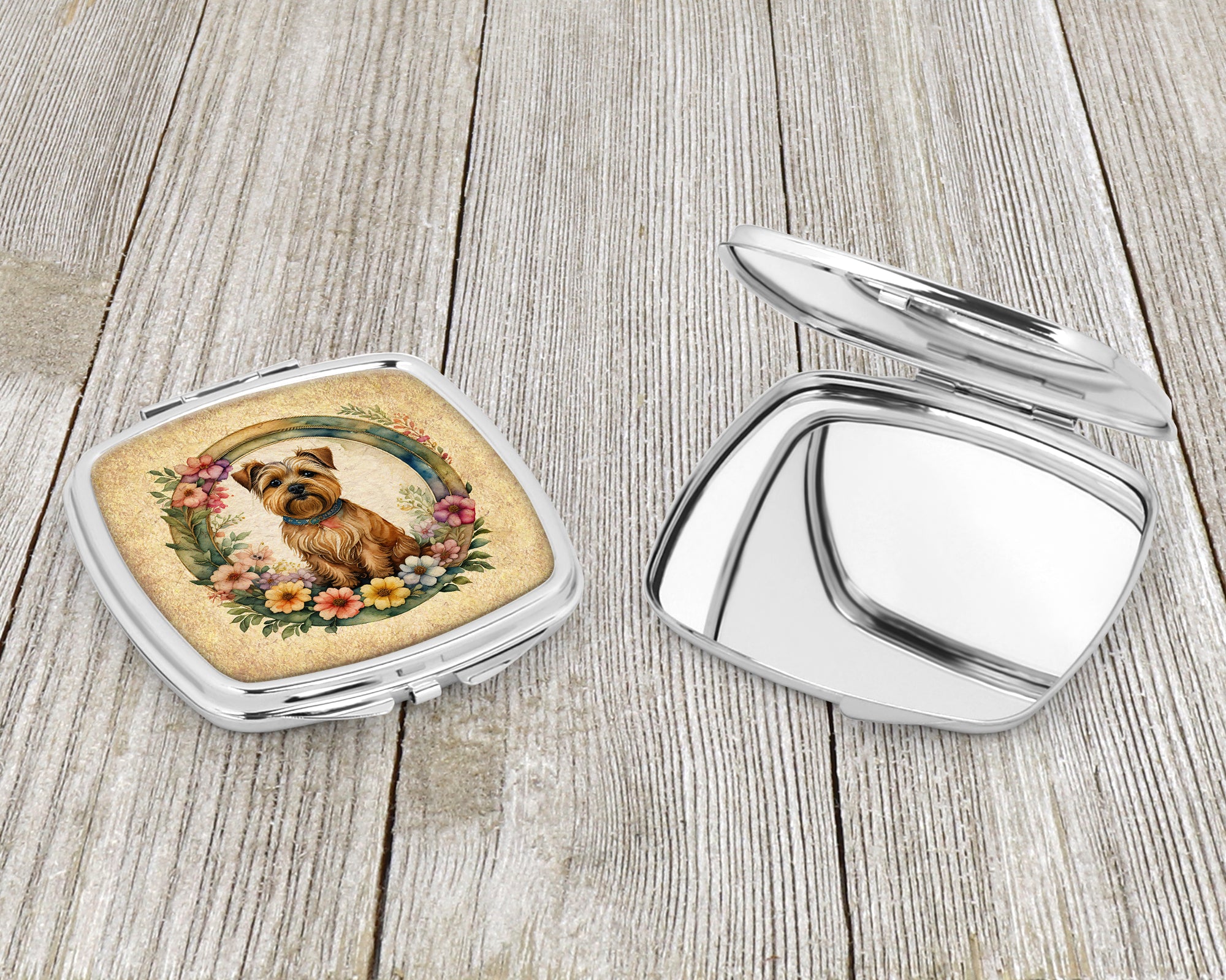 Norfolk Terrier and Flowers Compact Mirror