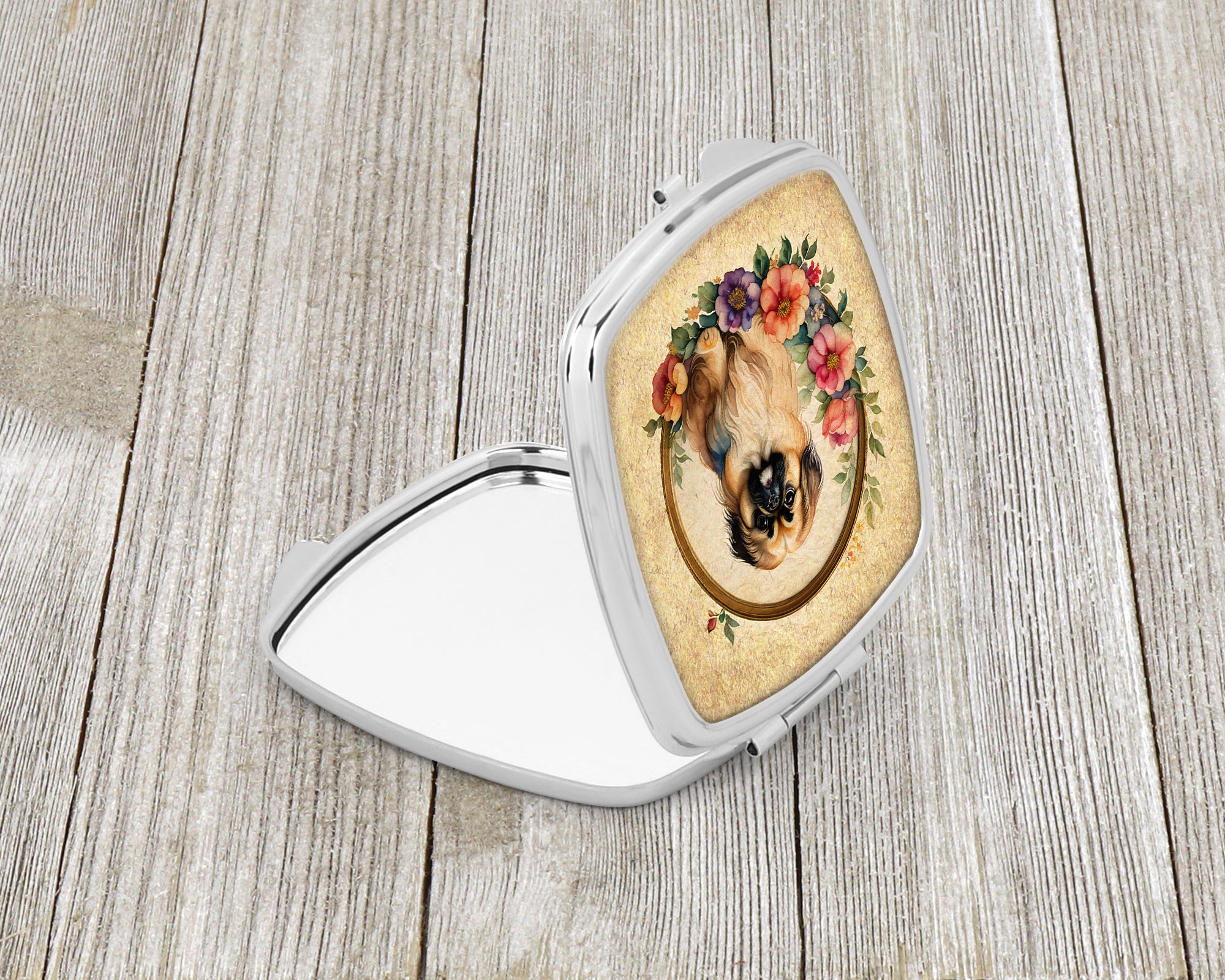 Buy this Pekingese and Flowers Compact Mirror