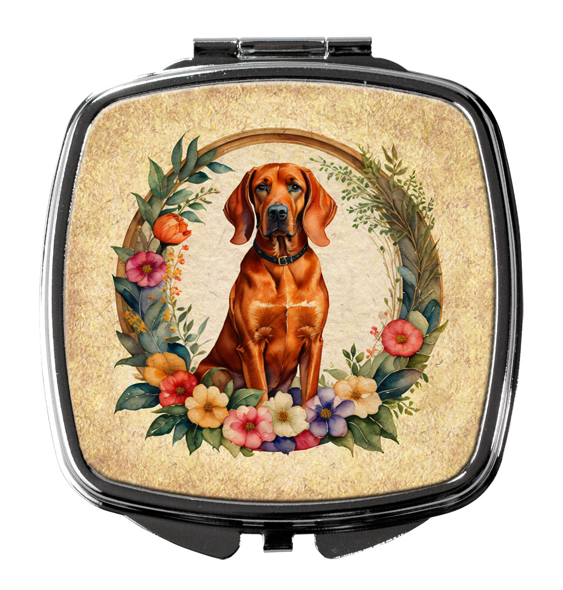 Buy this Redbone Coonhound and Flowers Compact Mirror