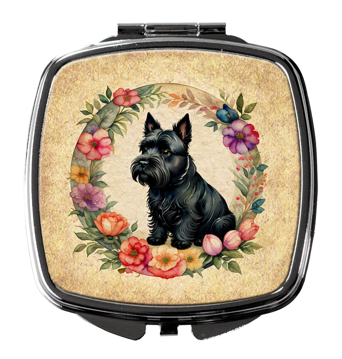 Buy this Scottish Terrier and Flowers Compact Mirror