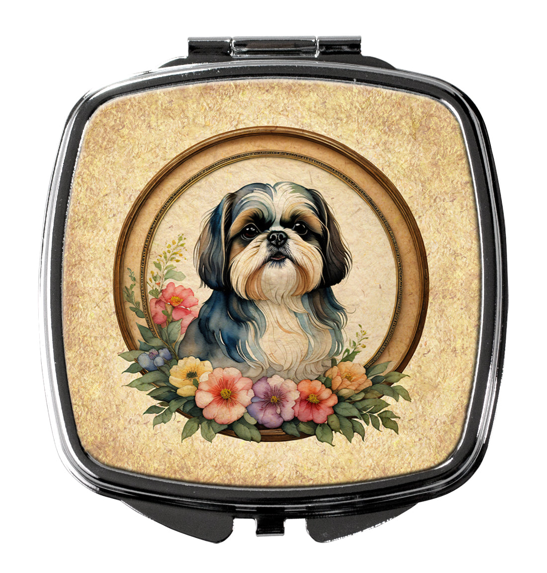Buy this Shih Tzu and Flowers Compact Mirror