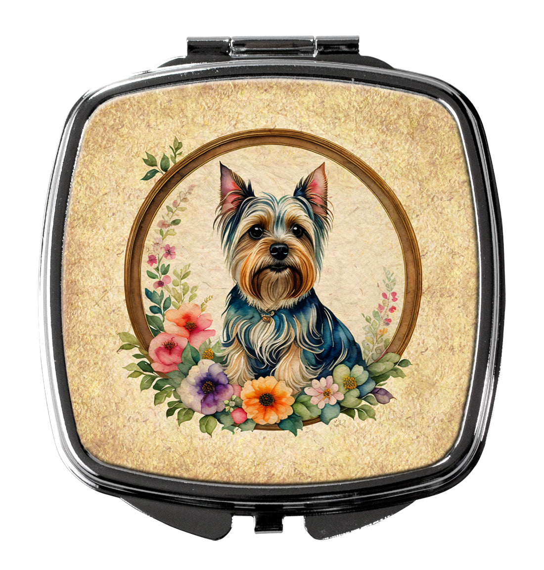 Buy this Silky Terrier and Flowers Compact Mirror