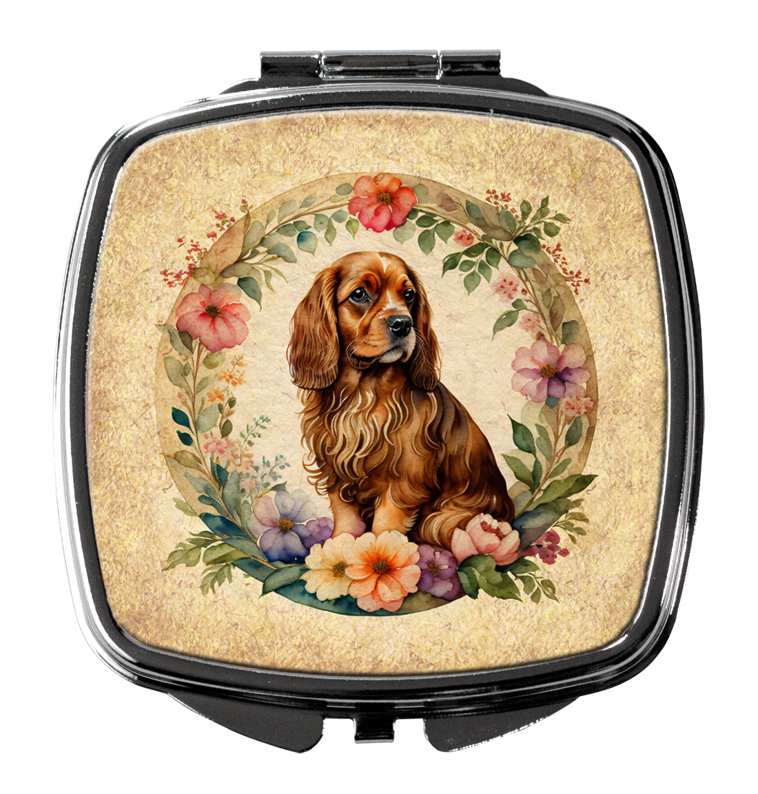 Buy this Sussex Spaniel and Flowers Compact Mirror